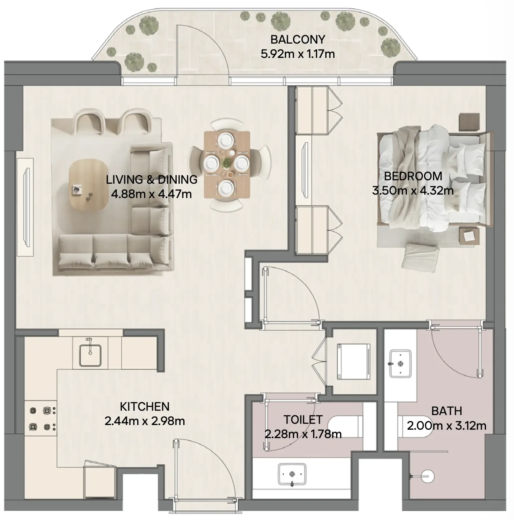 1 bedroom layout