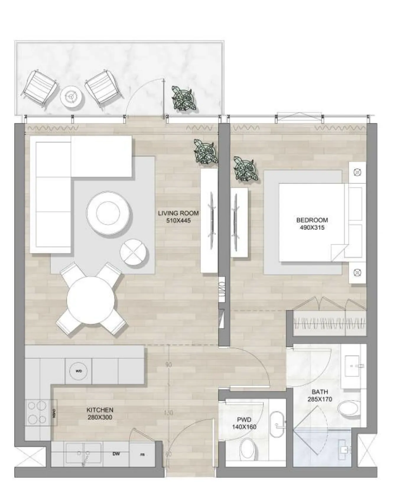 1 bedroom layout