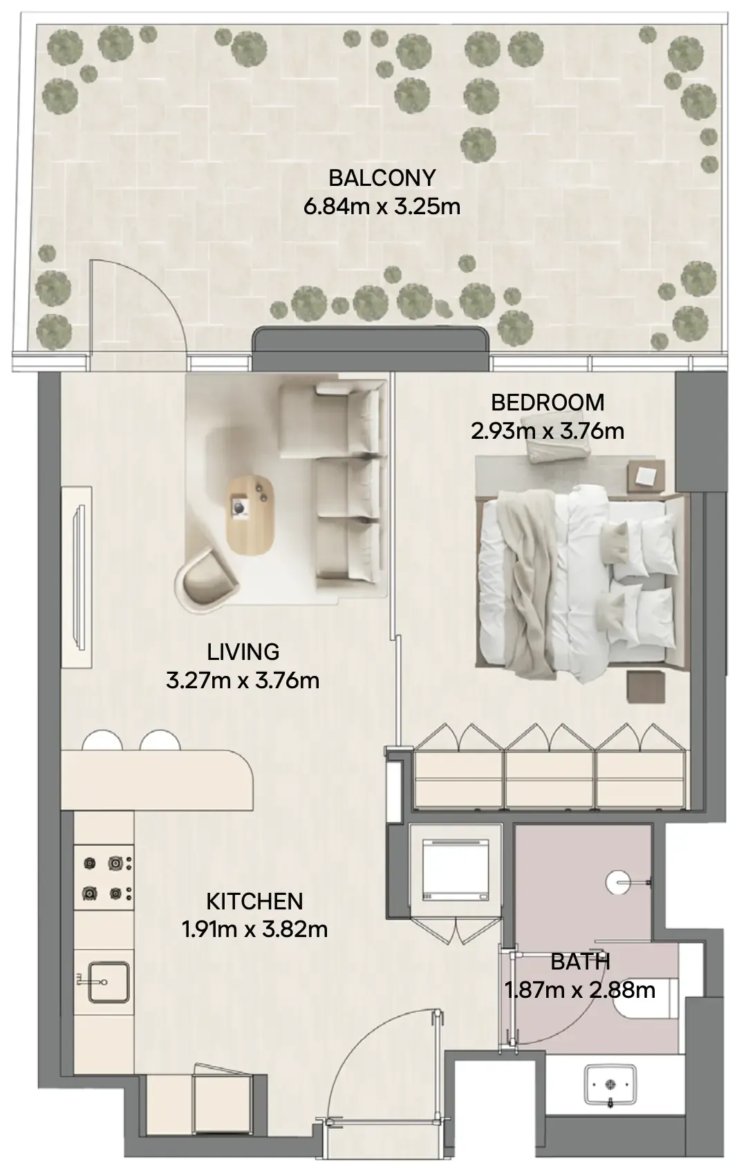 1 bedroom layout