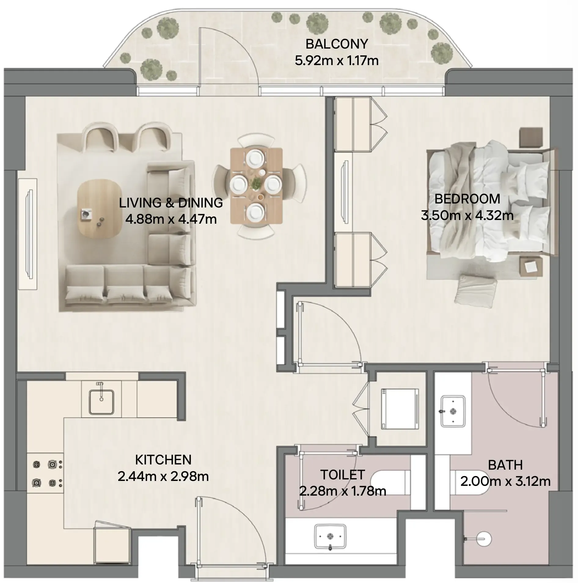 1 bedroom layout