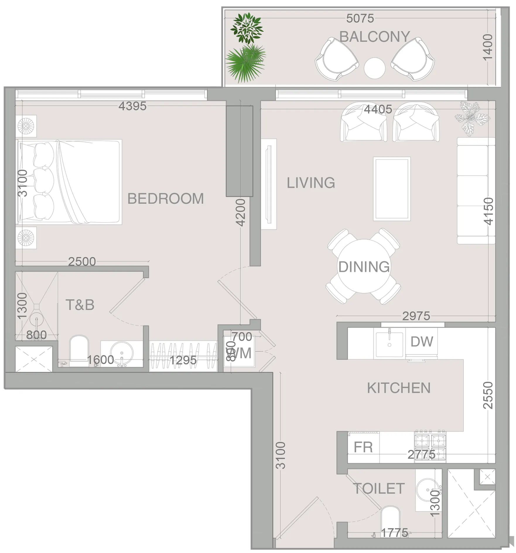 1 bedroom layout
