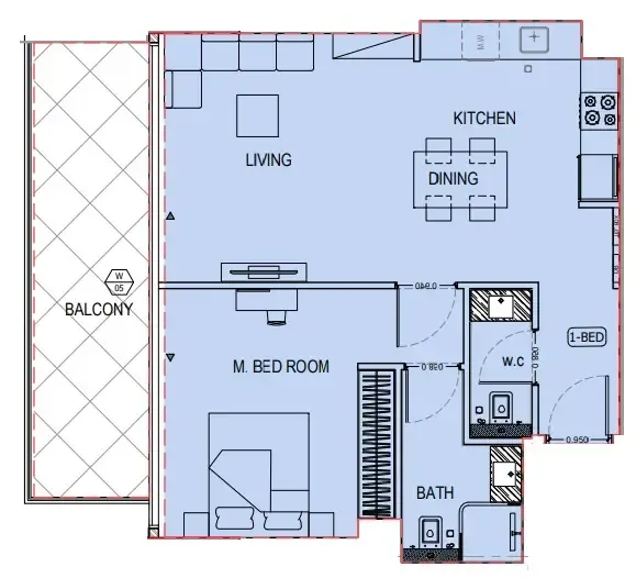 1 bedroom layout