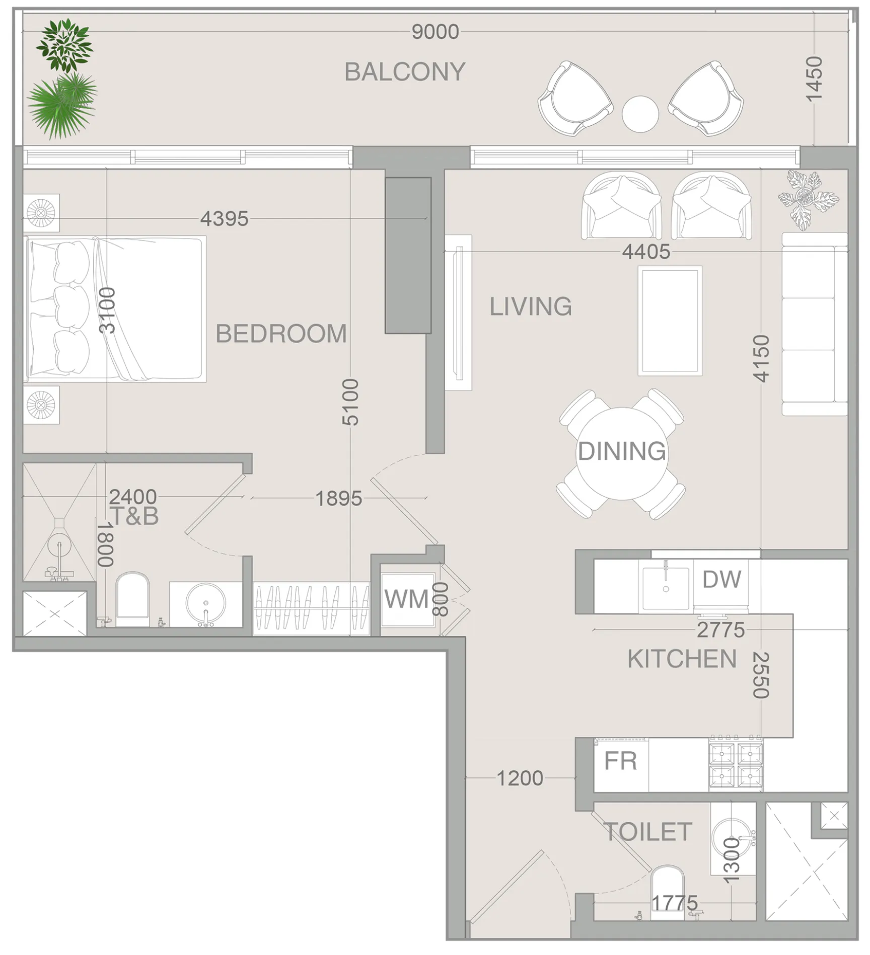 1 bedroom layout