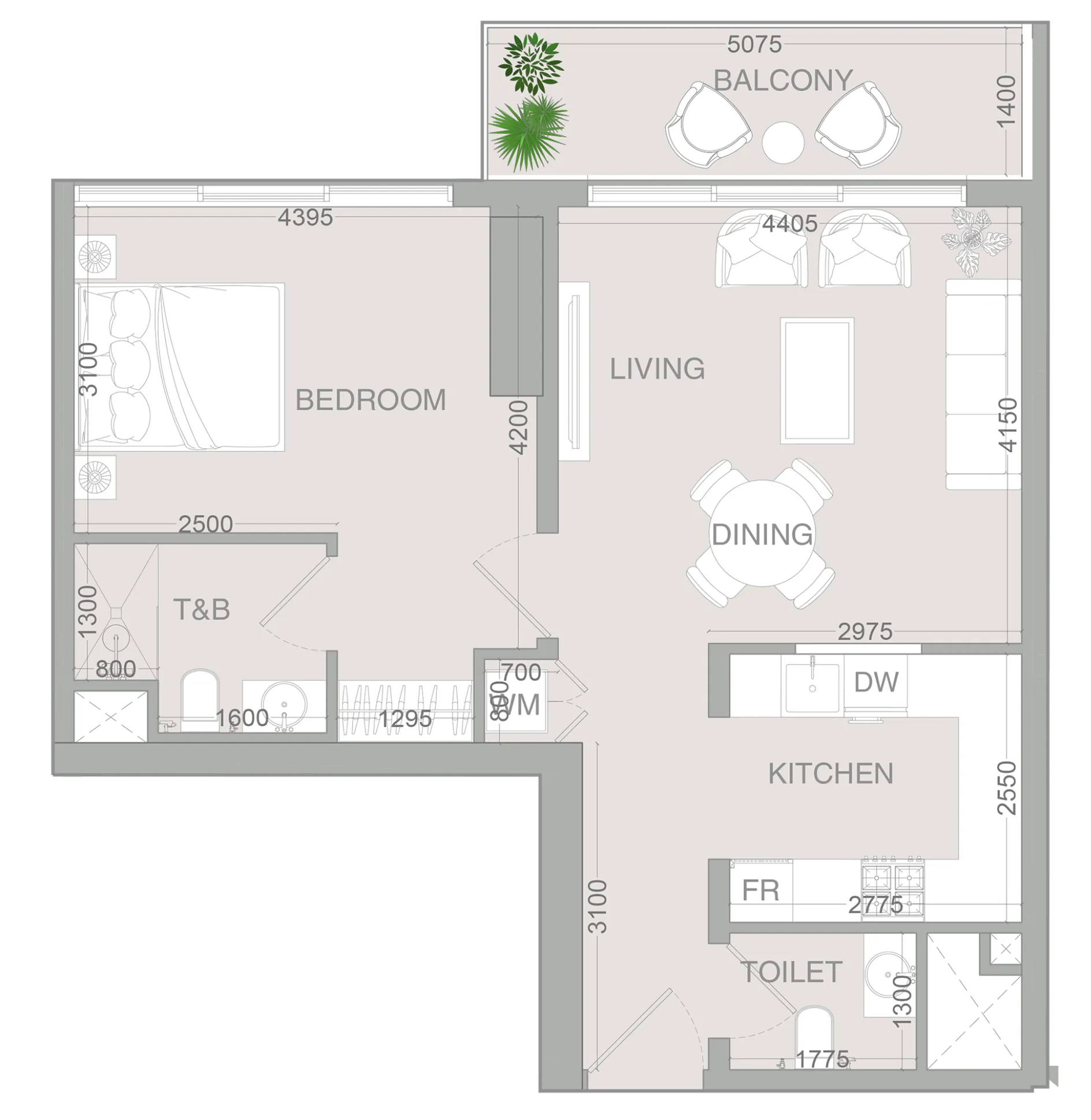 1 bedroom layout