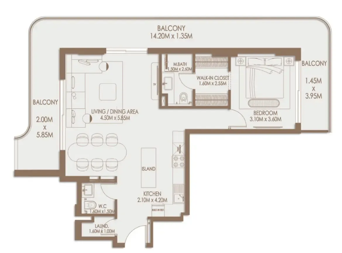 1 bedroom layout