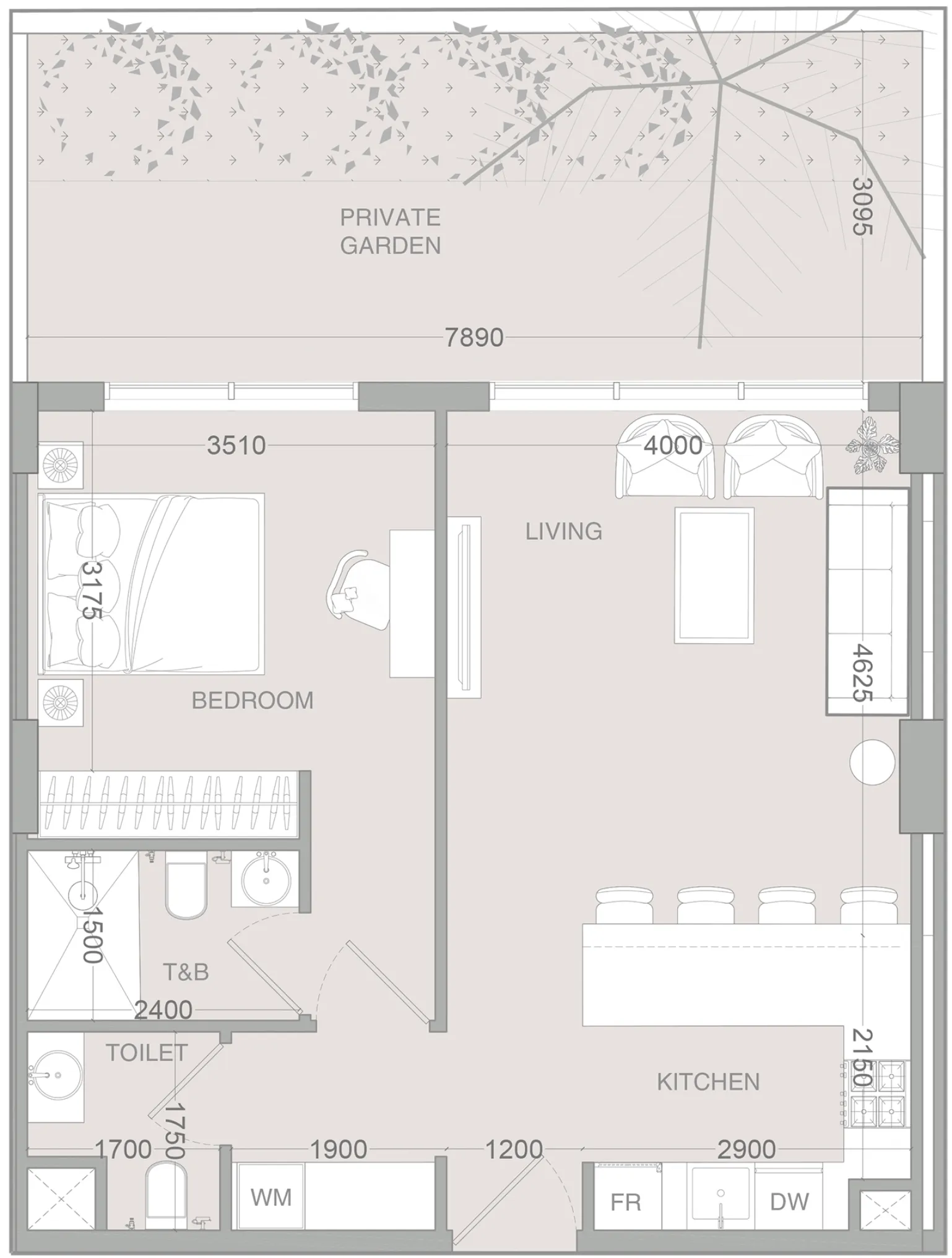 1 bedroom layout