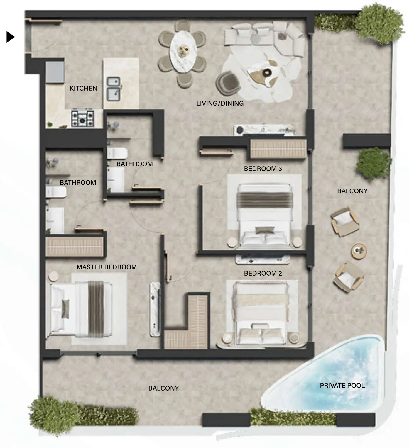 3 bedroom layout