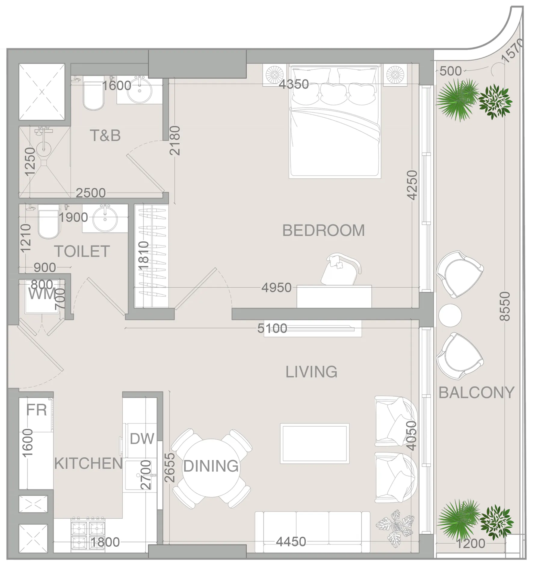 1 bedroom layout