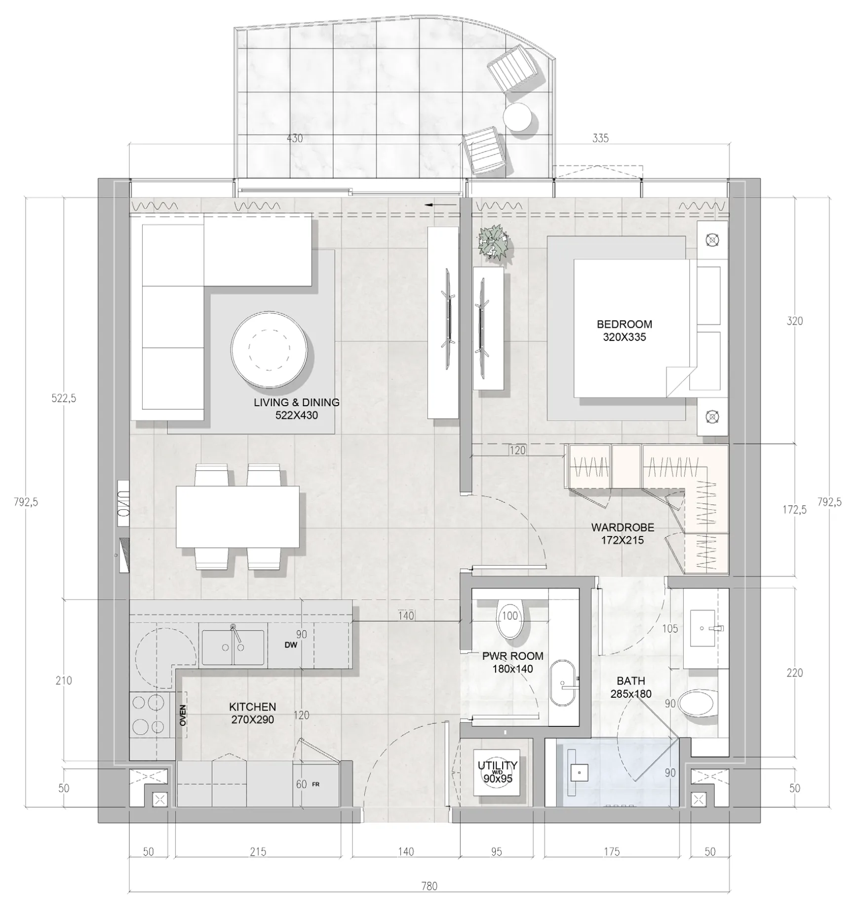 1 bedroom layout