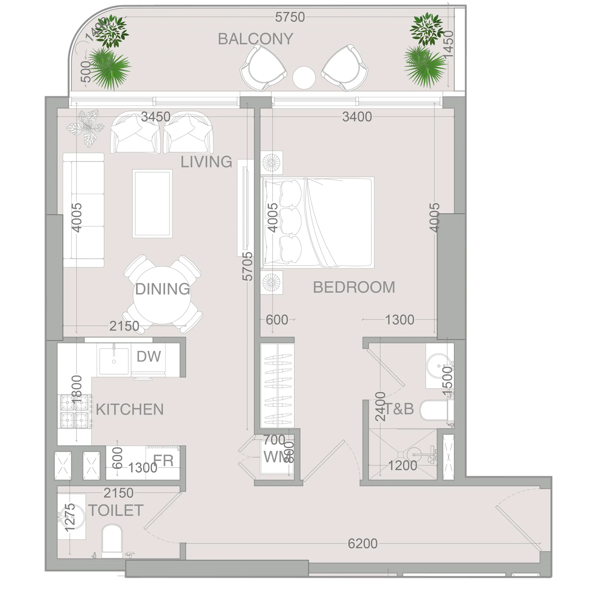 1 bedroom layout