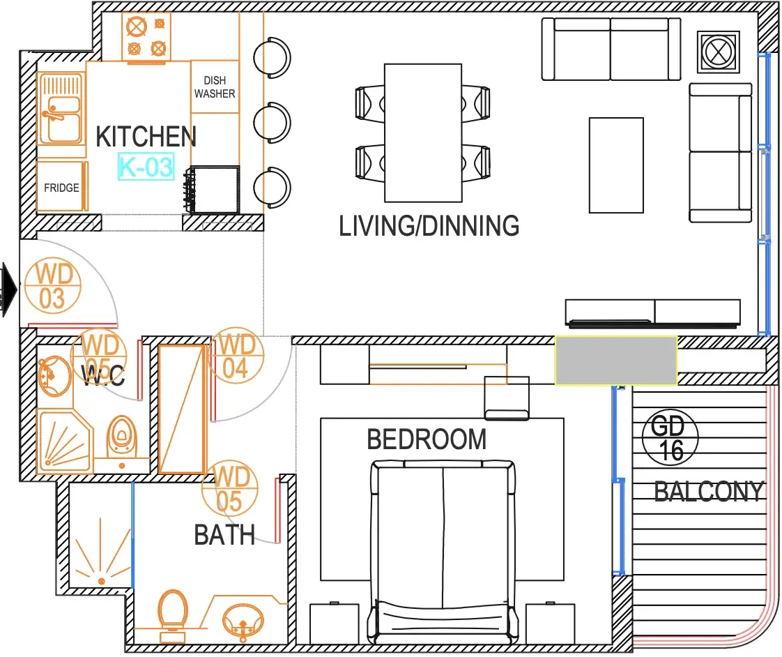 1 bedroom layout