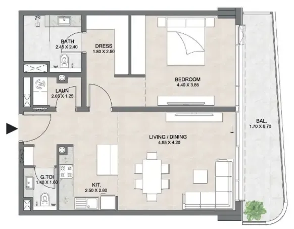 1 bedroom layout