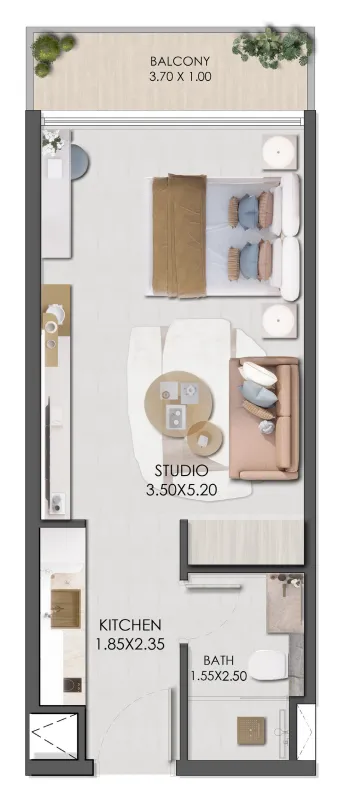 0 bedroom layout