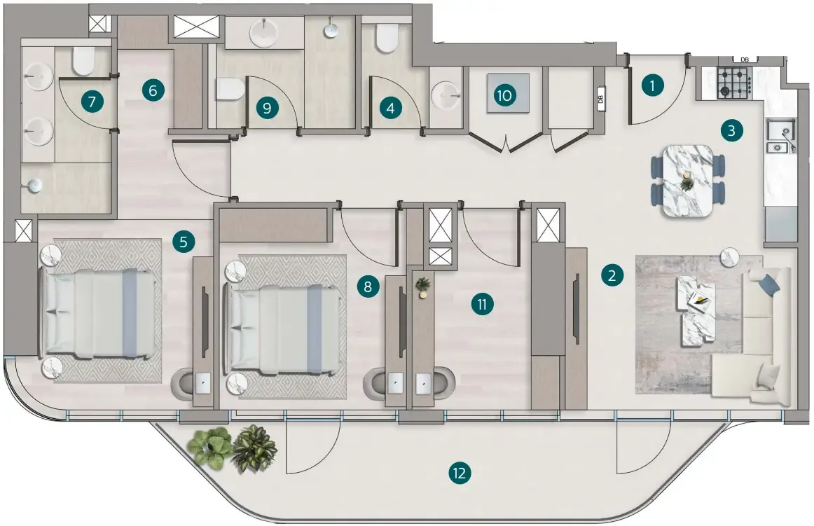 2 bedroom layout