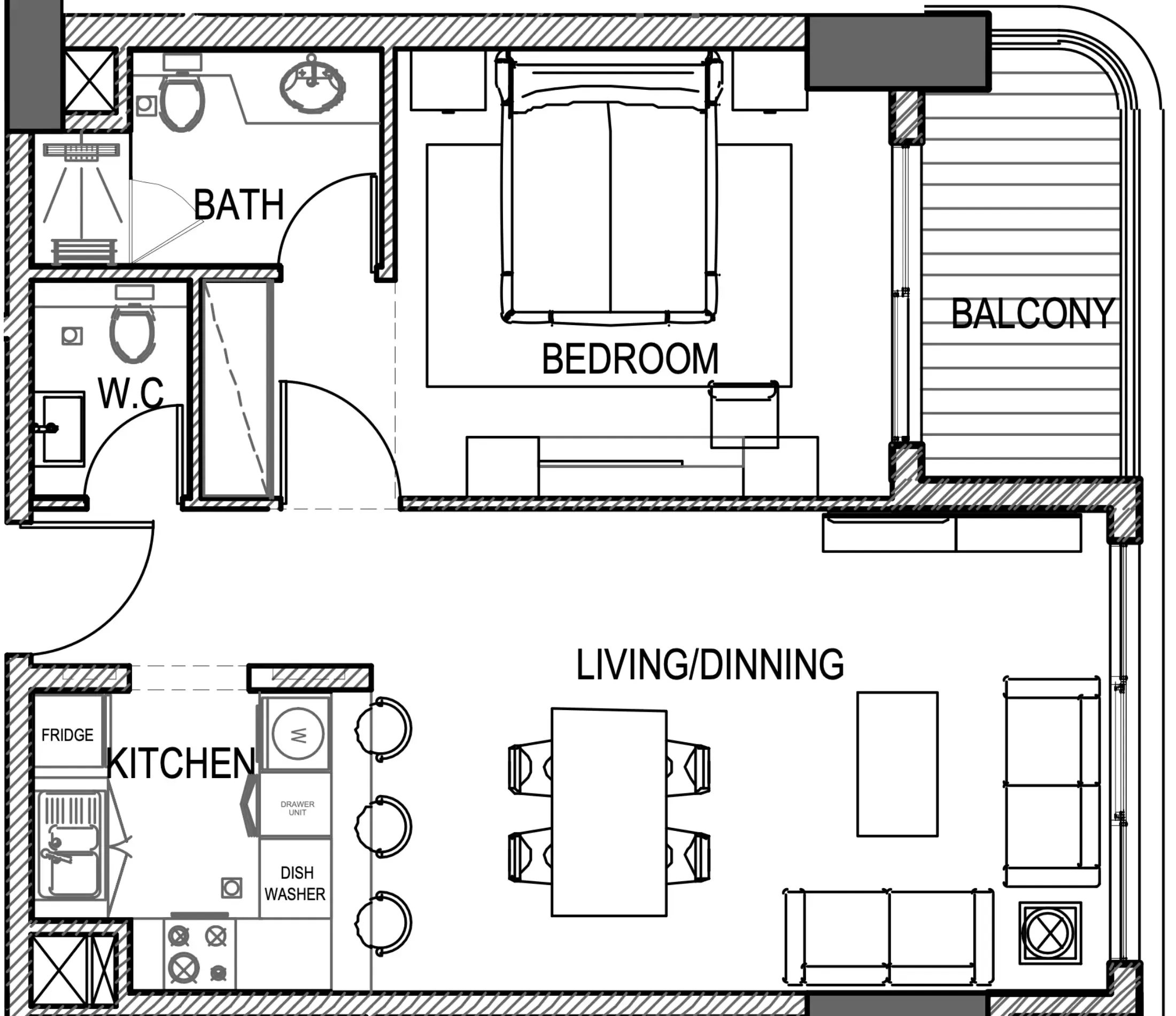 1 bedroom layout