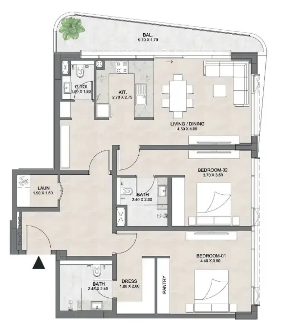 2 bedroom layout