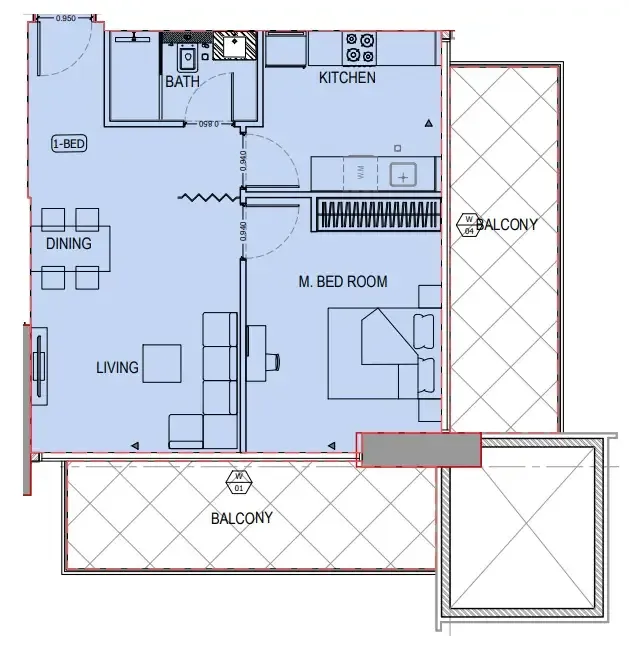 1 bedroom layout