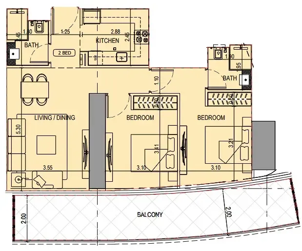 2 bedroom layout