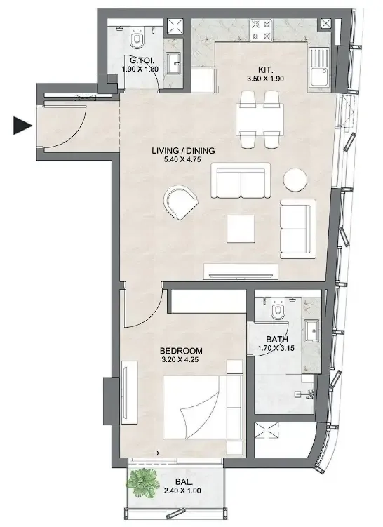 1 bedroom layout