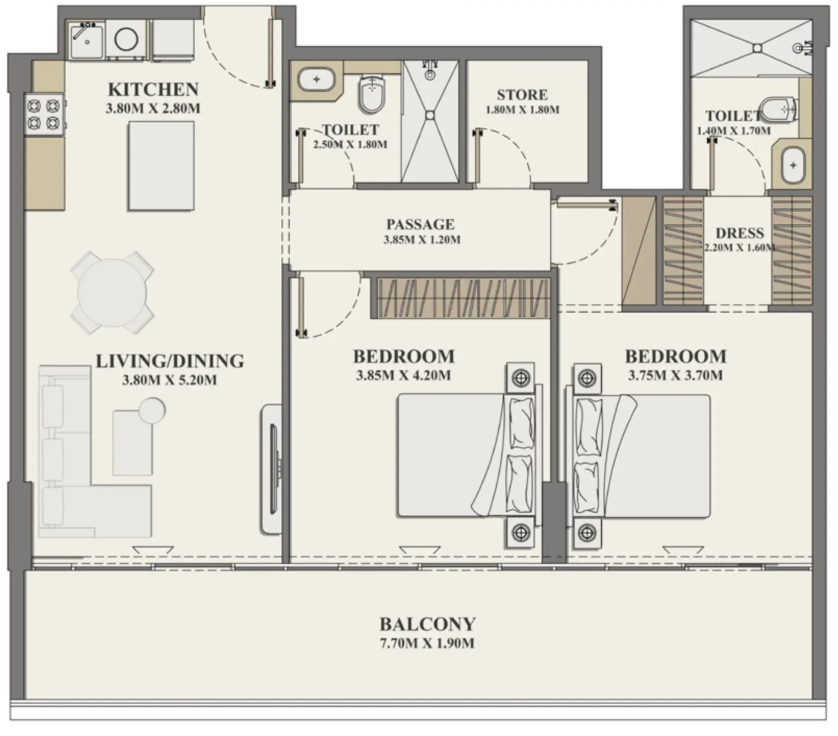 2 bedroom layout