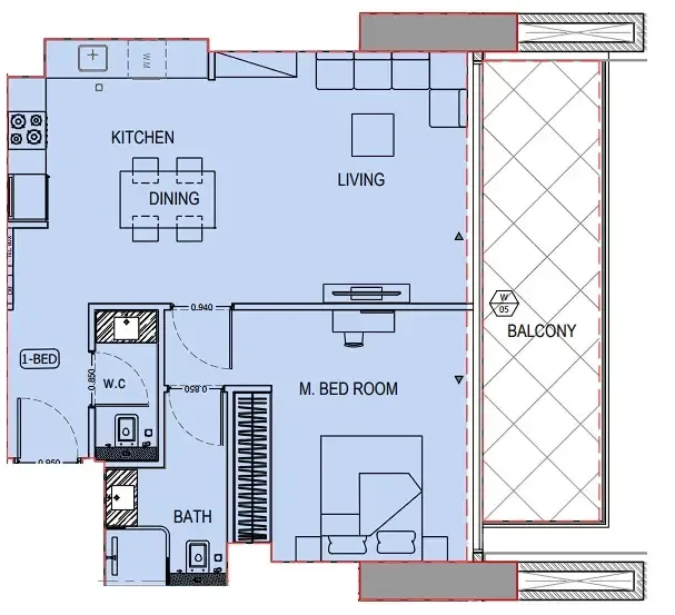 1 bedroom layout