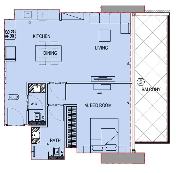 1 bedroom layout