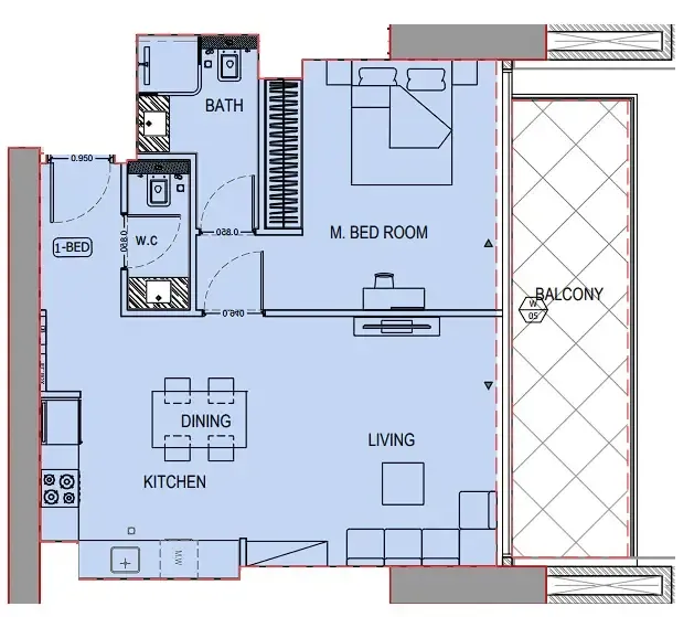 1 bedroom layout