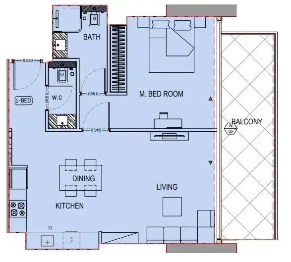 1 bedroom layout