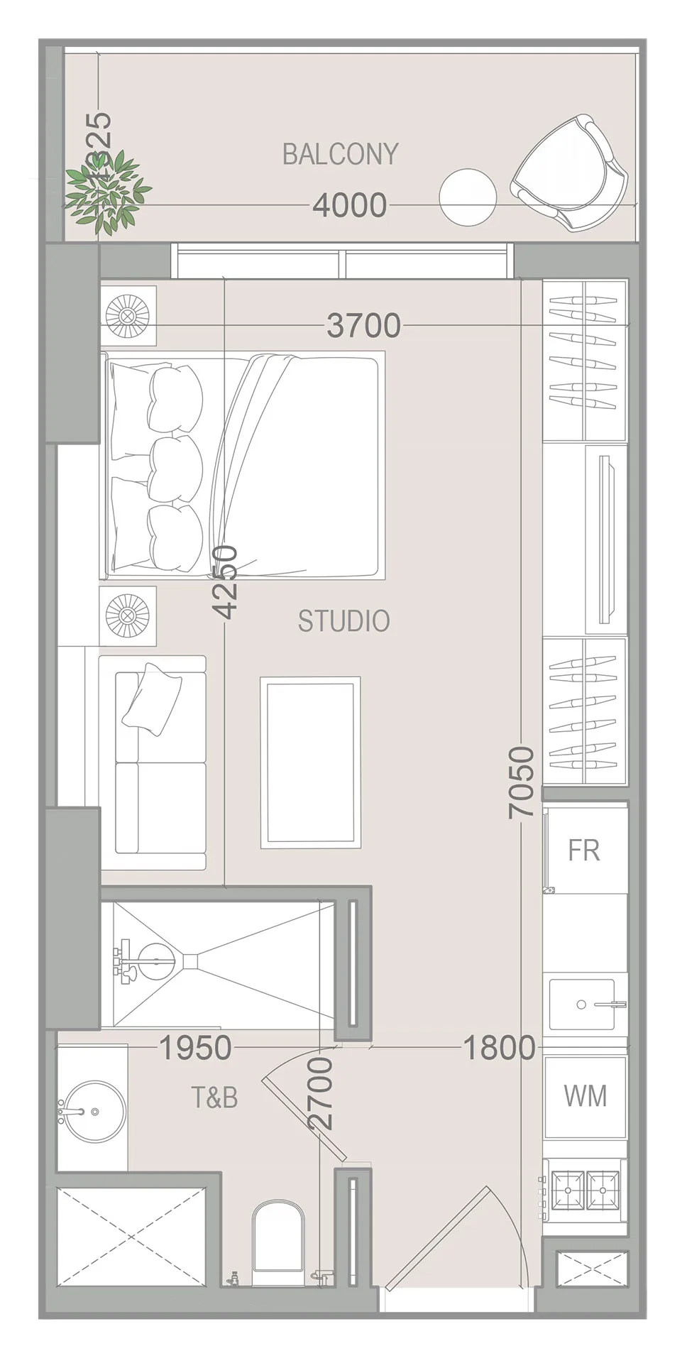 0 bedroom layout