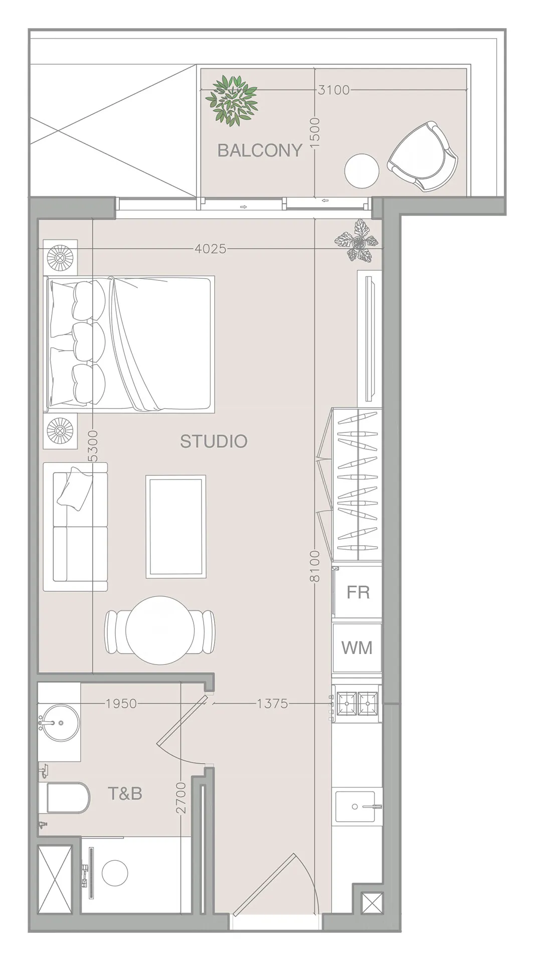 0 bedroom layout