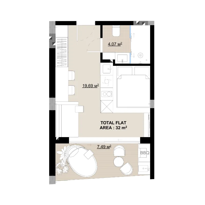 0 bedroom layout