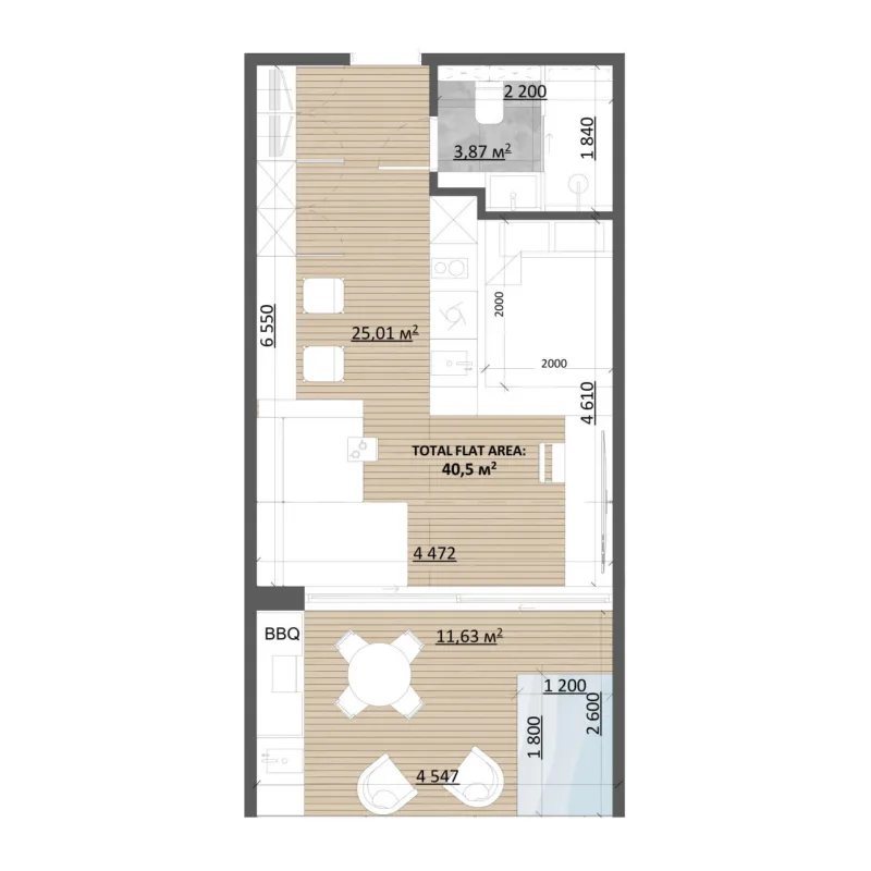 0 bedroom layout