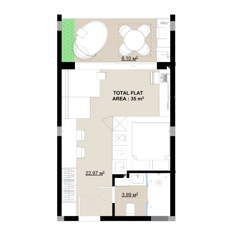 0 bedroom layout