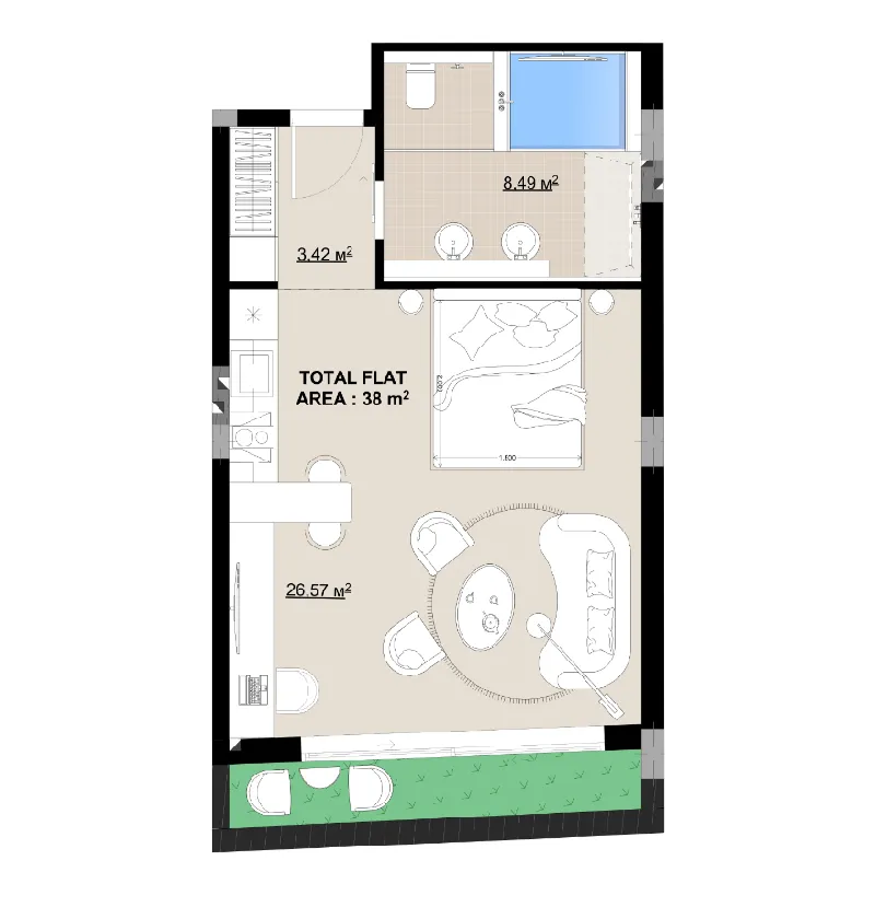 0 bedroom layout