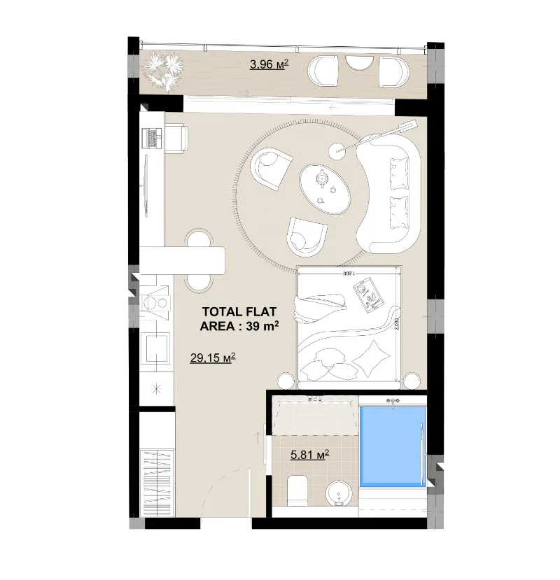 0 bedroom layout