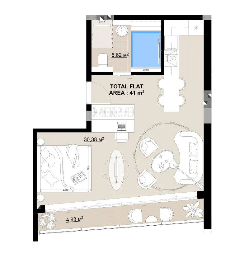 0 bedroom layout