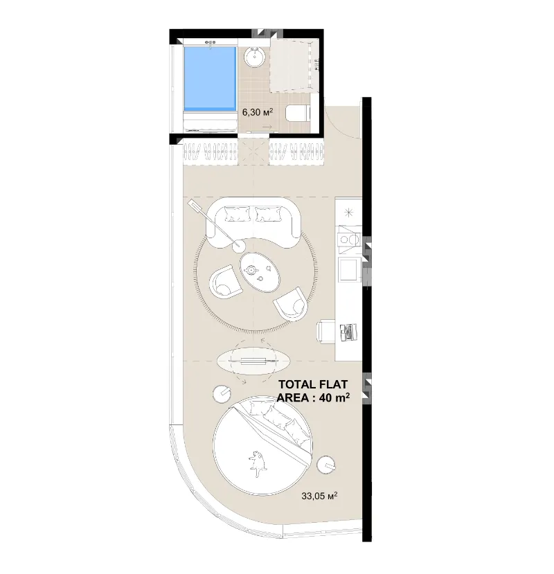 0 bedroom layout