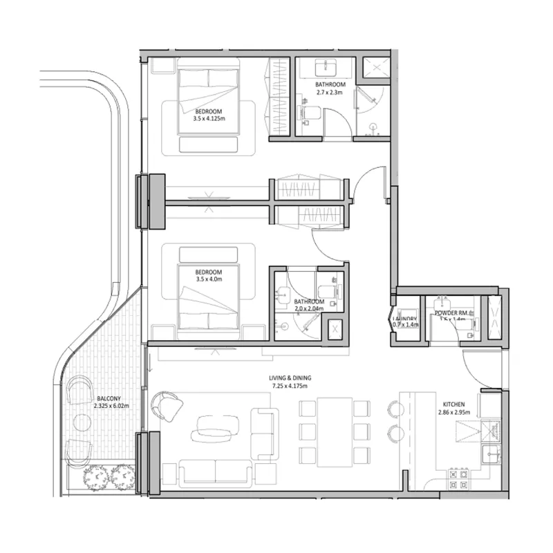 2 bedroom layout
