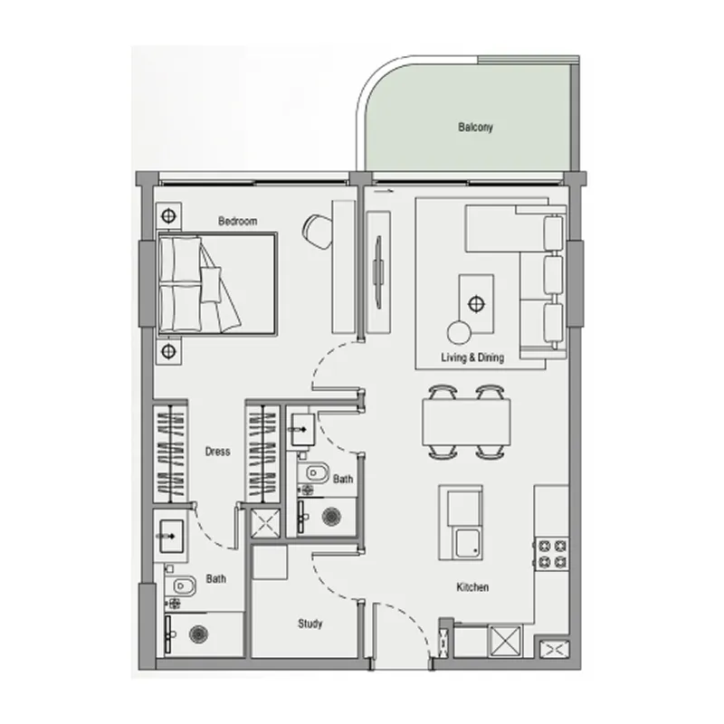 1 bedroom layout
