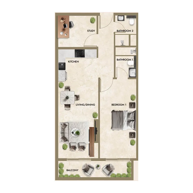 1 bedroom layout