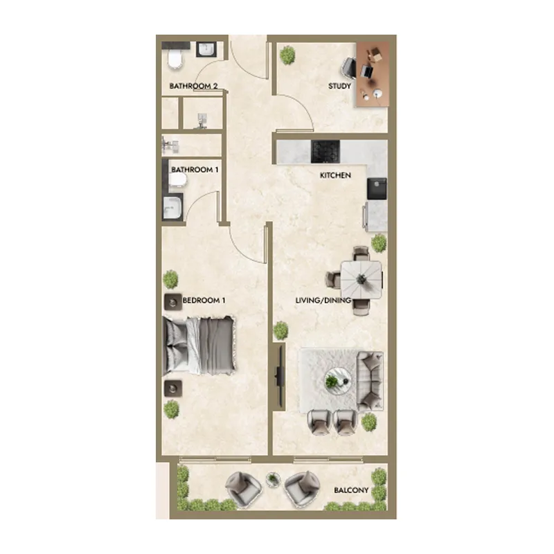 1 bedroom layout