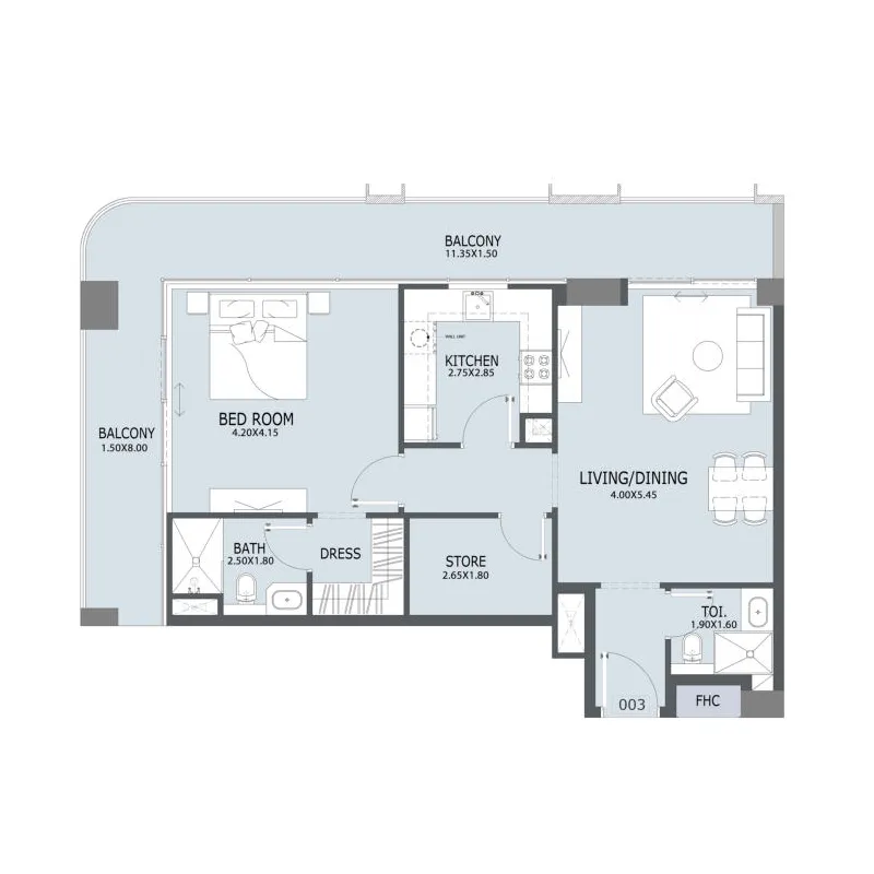 1 bedroom layout
