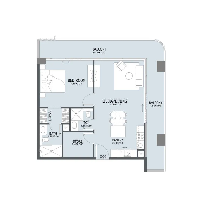 1 bedroom layout