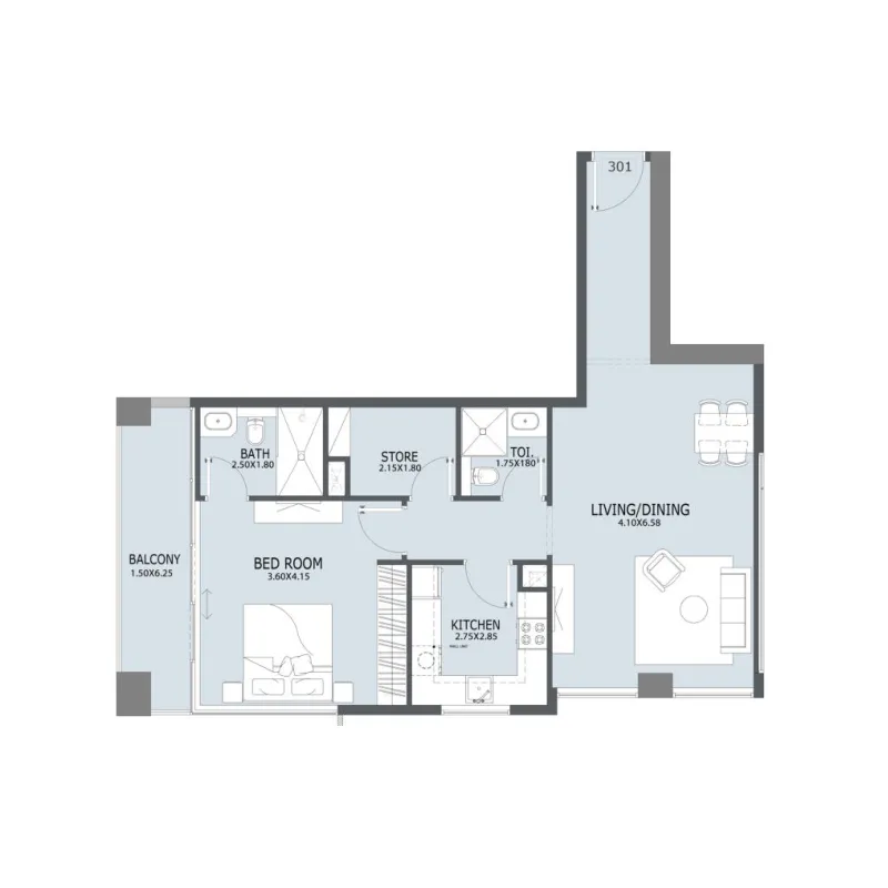 1 bedroom layout