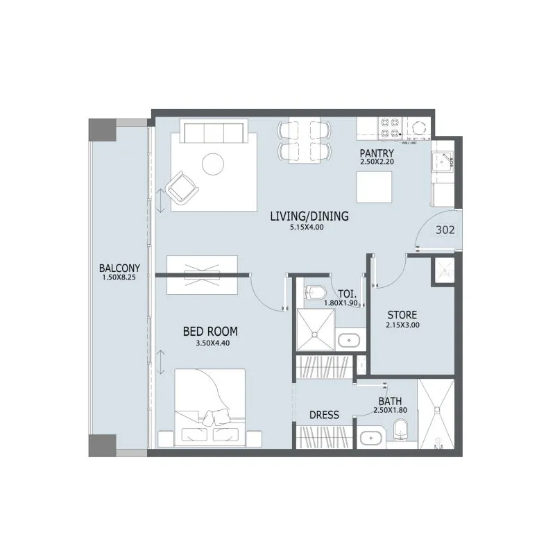 1 bedroom layout