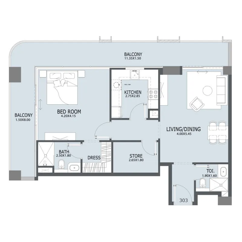 1 bedroom layout