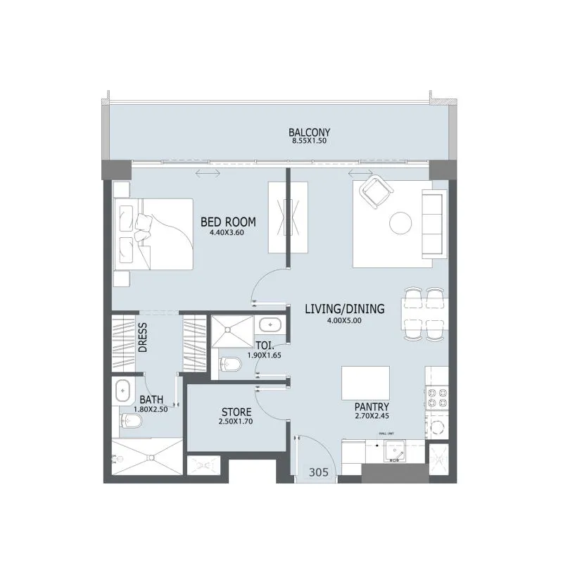 1 bedroom layout