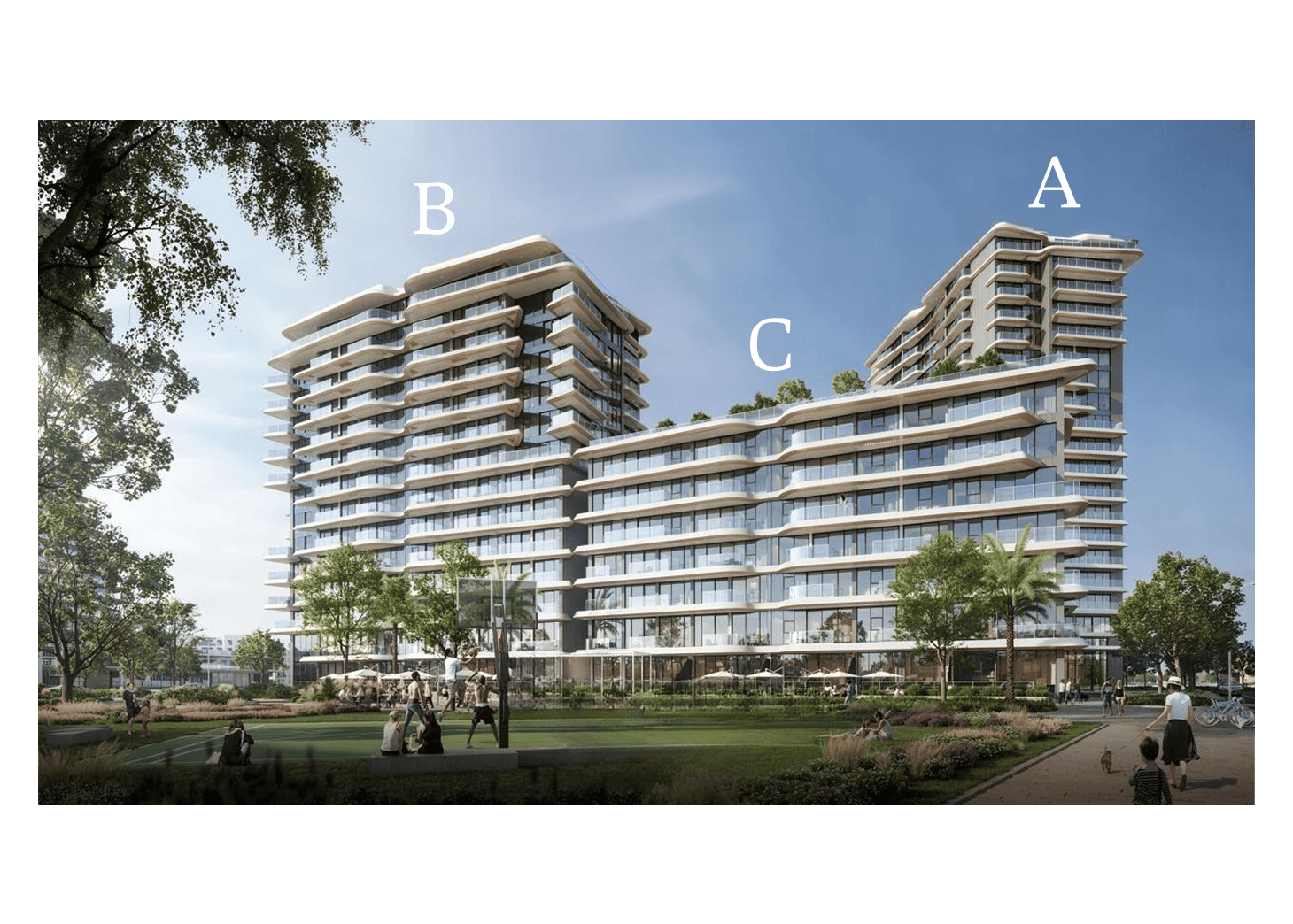 Buildings A, B, C