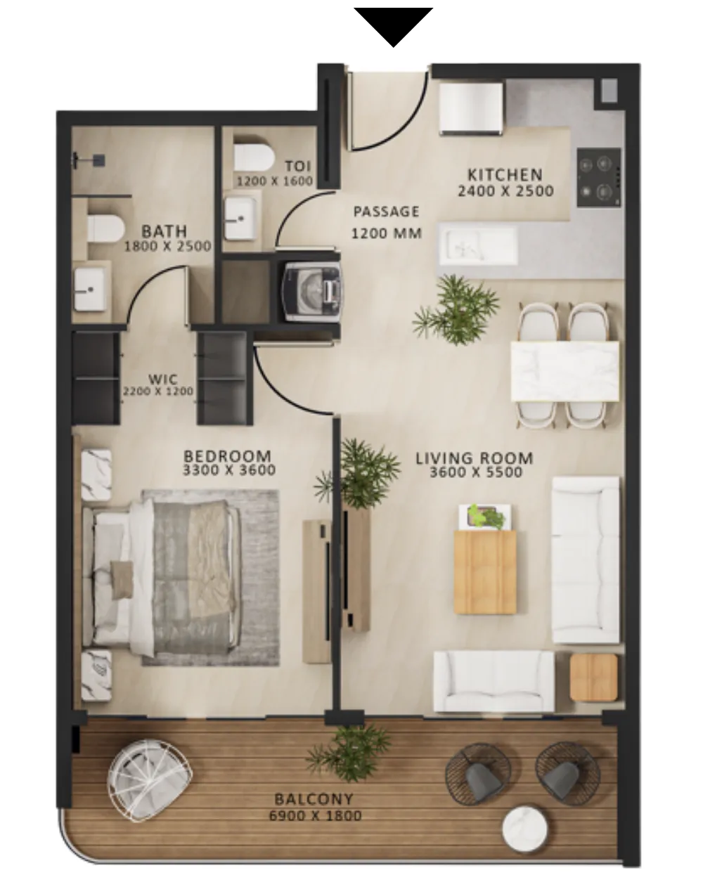 1 bedroom layout