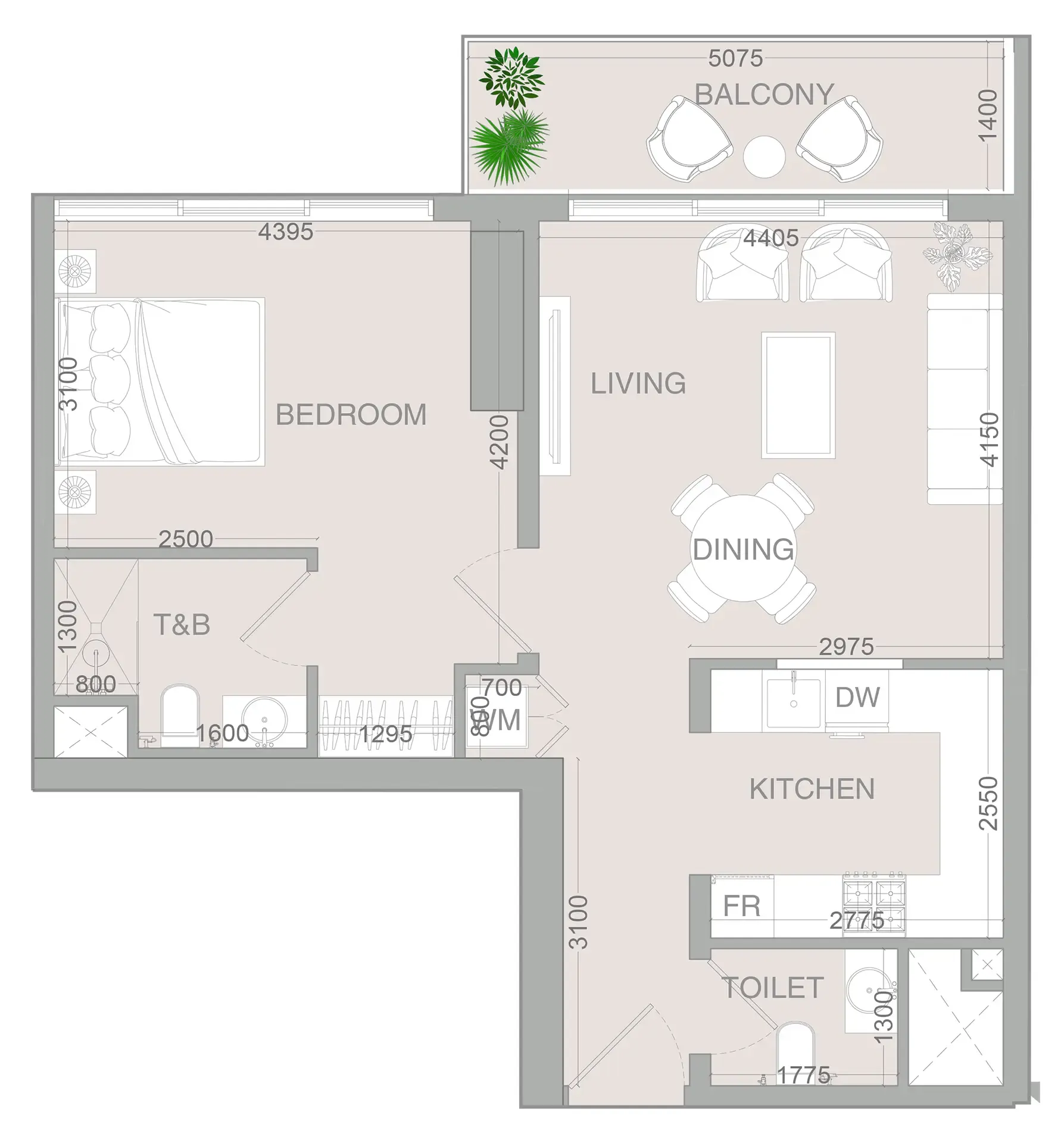 1 bedroom layout